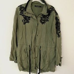 Women's Max Jeans Military Utility Embroidered Jacket Olive M